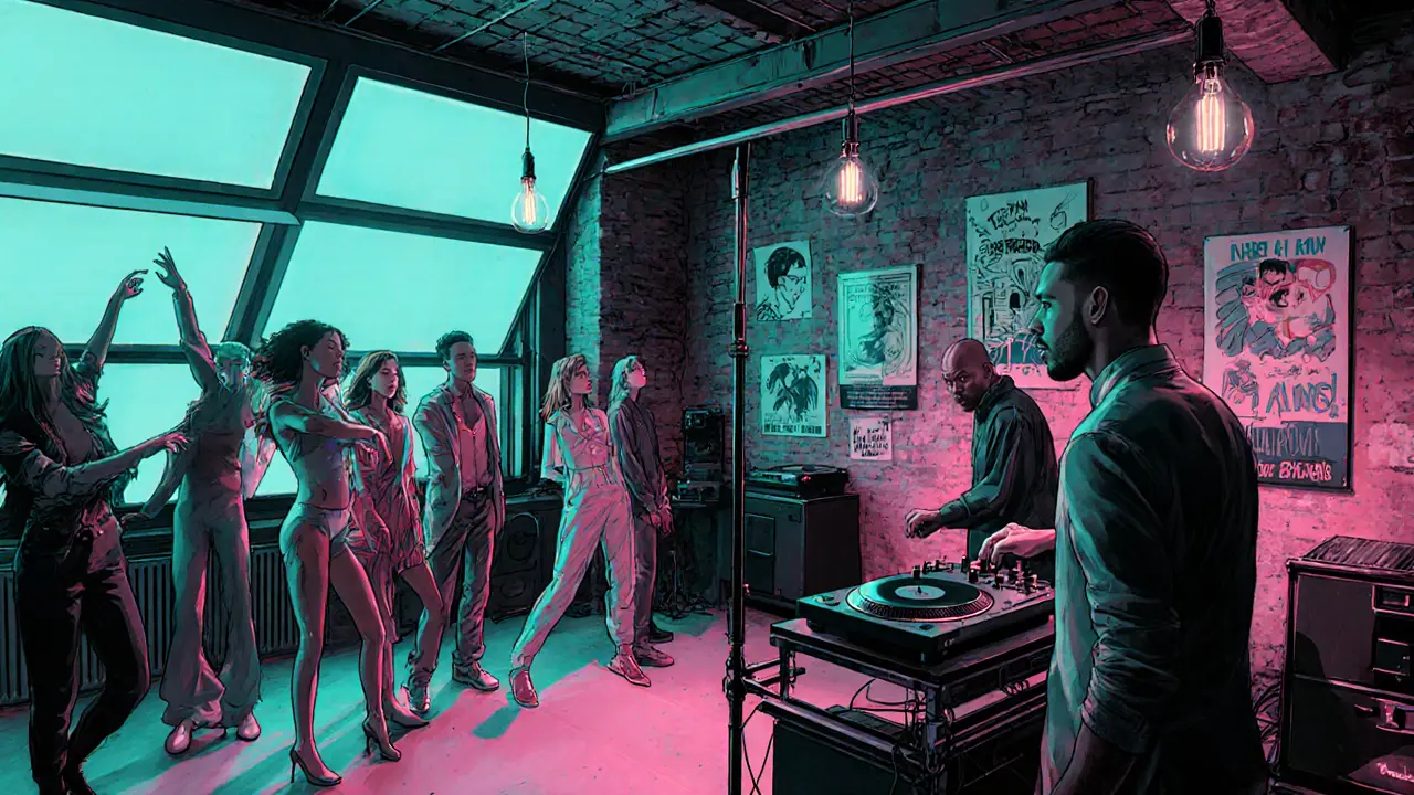 Inside a Le Marais studio, Perry directs a diverse cast under dramatic LED lighting.