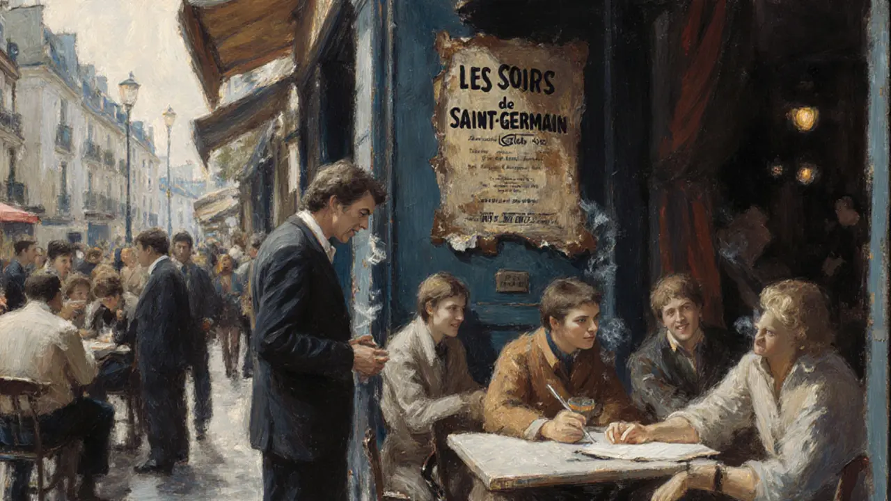 Phil Holliday unnoticed in a Montmartre café, observing an artist sketch across the table.